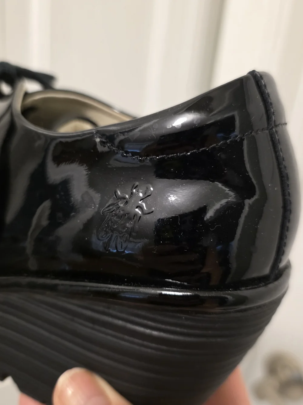 FLY London Black Patent Lace-Up Platform Shoes Size 39=8/8.5 US